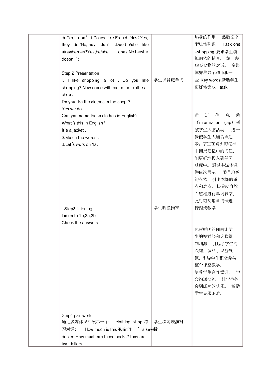 完整七年级上英语教学设计与反思模板_第2页