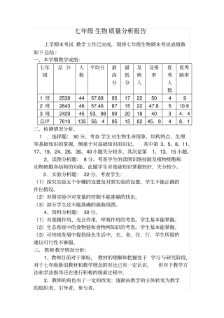 完整七年级生物质量分析