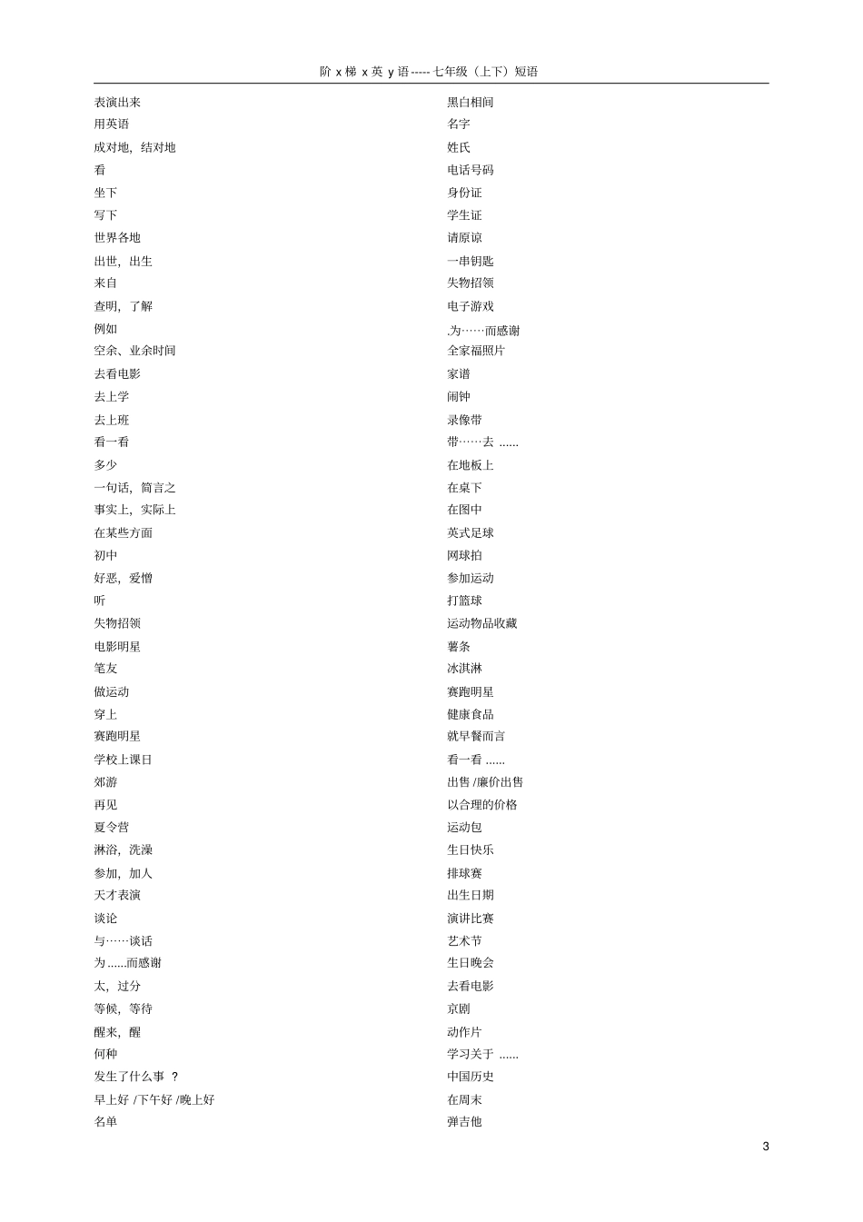完整七年级英语短语_第3页