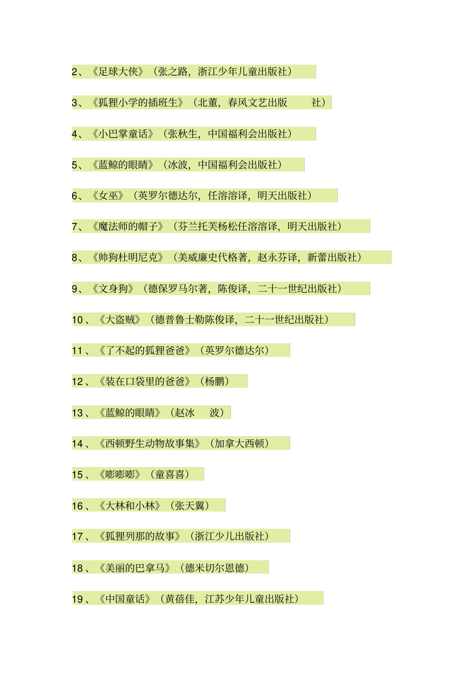 完整三年级学生课外阅读推荐书目_第3页