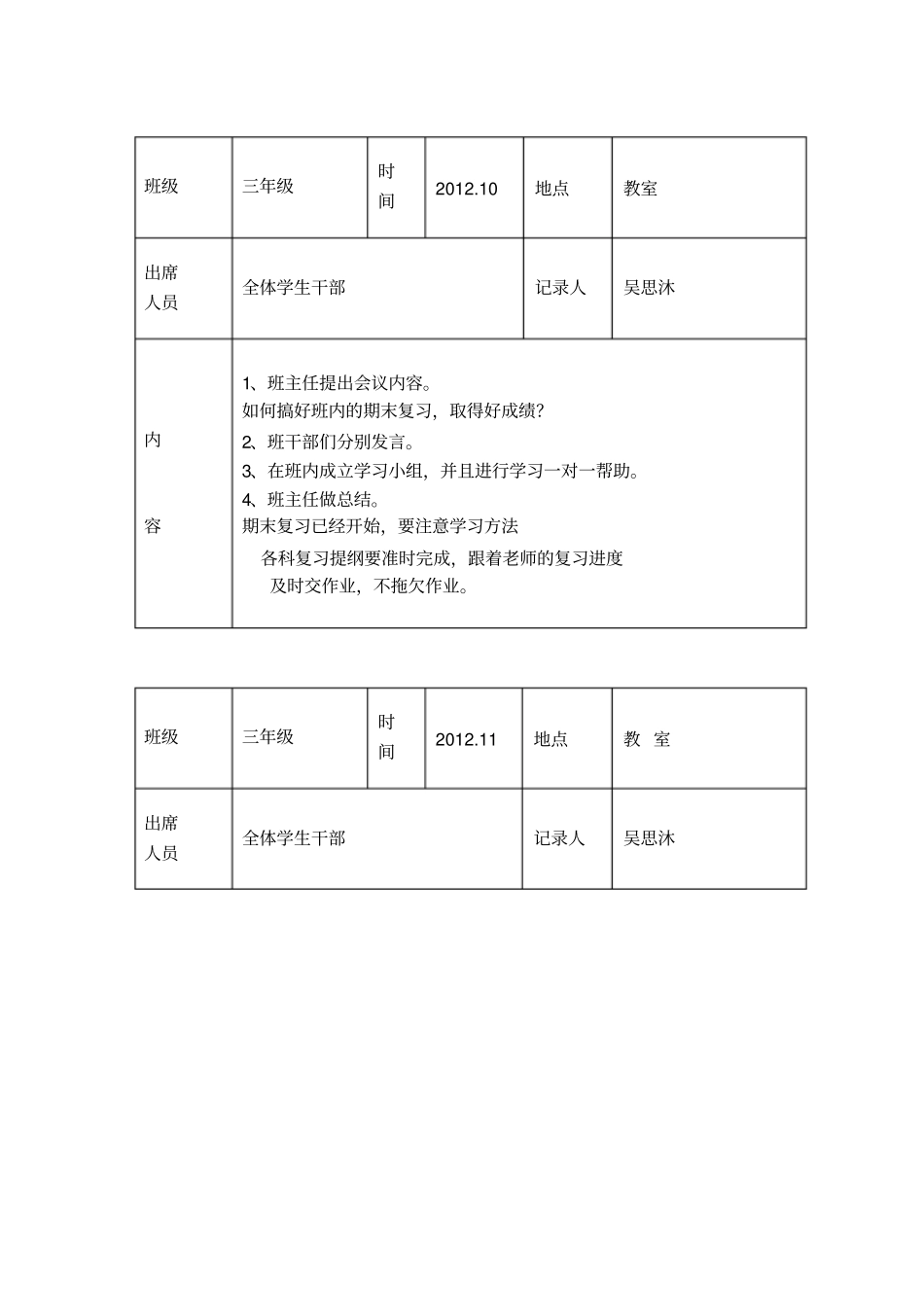 完整三年级班干部会议记录,推荐文档_第3页