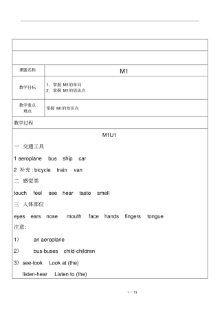 完整上海牛津英语三年级下M1知识点及练习,推荐文档