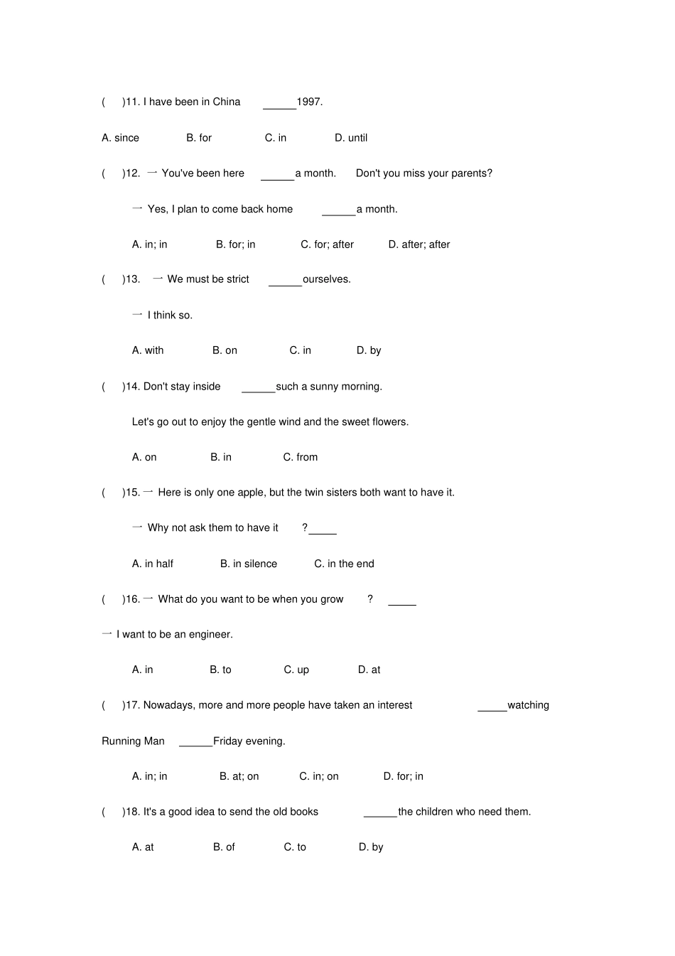 完整中考英语介词单项选择专题练习含答案,推荐文档_第2页