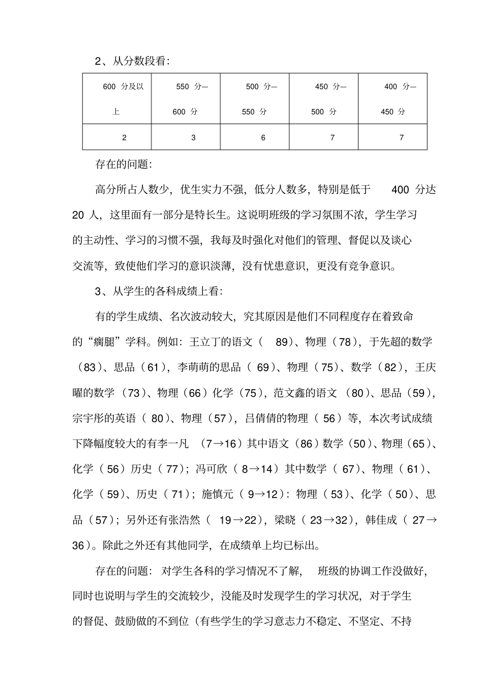 完整九年级一班期末考试质量分析_第2页