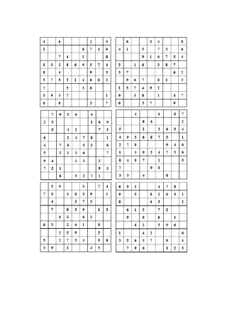 完整九宫格数独初级简单题目,可直接打印