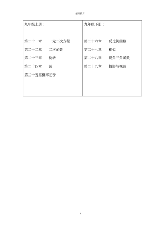 完整九年级数学教学大纲