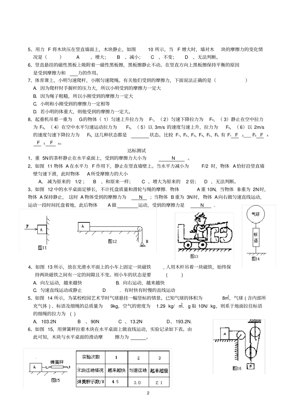 完整初中物理受力分析专题_第2页