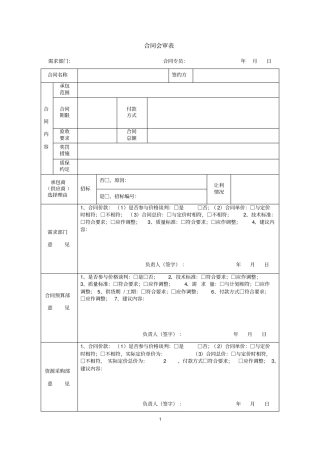 完整合同会审表内审