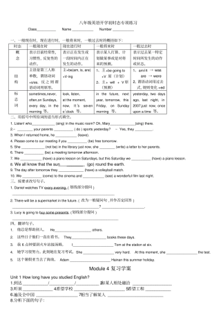 完整外研版__初二上册__四种基本时态__英语复习M1和M4