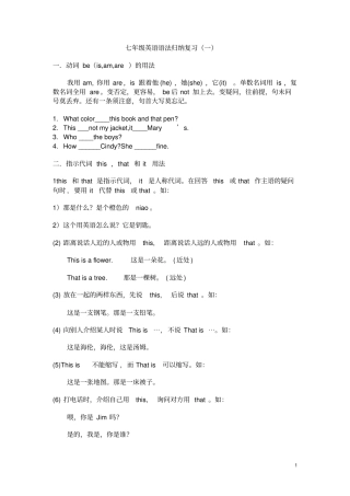 完整外研版七年级上英语语法复习