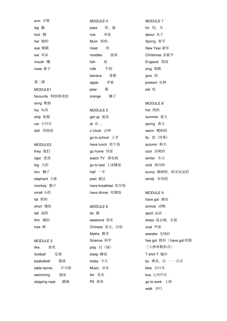 完整外研版三年级起小学英语单词总表_第2页