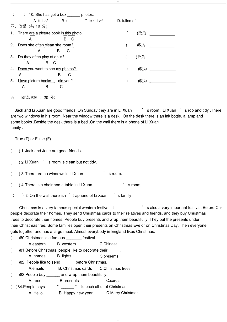 完整外研版小学六年级英语上册测试题_第2页