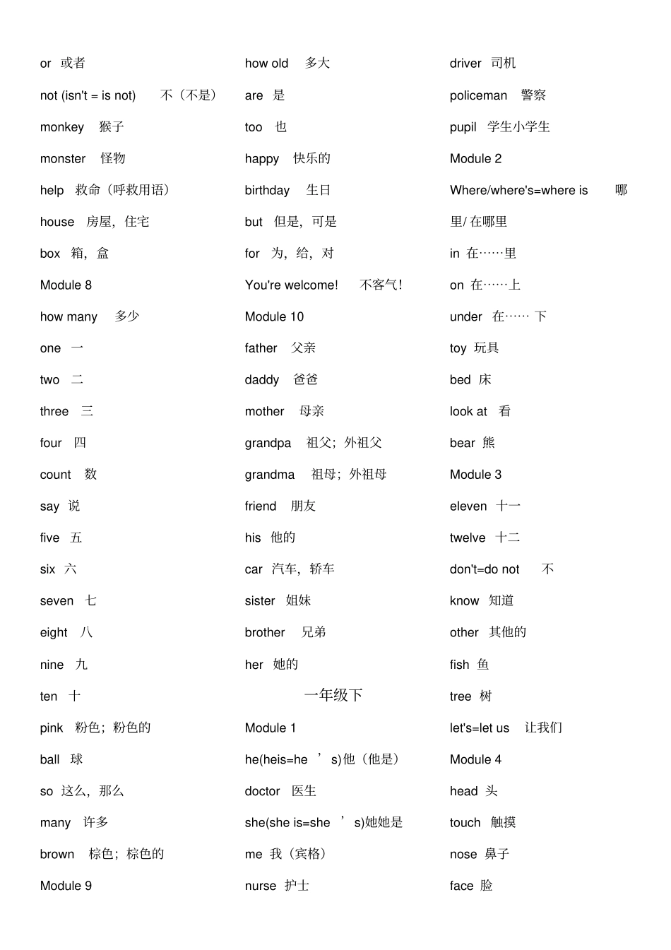 完整外研版小学英语单词表一起一至六年级_第2页