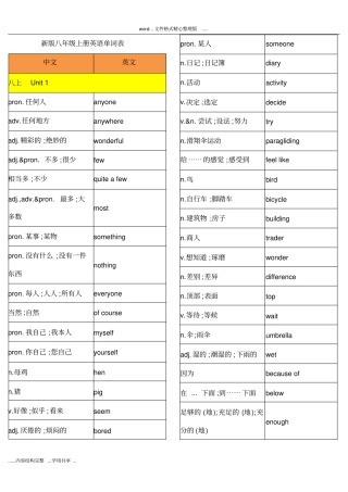 完整新版八年级上册英语单词表