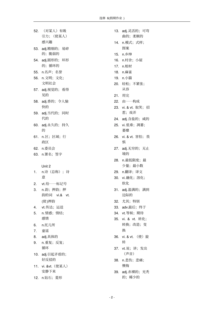 完整新课标高中英语选修六单词表纯中文_第2页