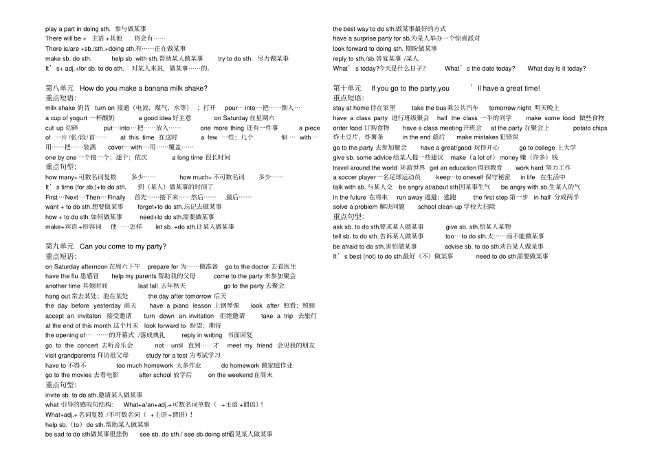 完整最新人教版八上英语知识点期末复习材料,推荐文档_第3页