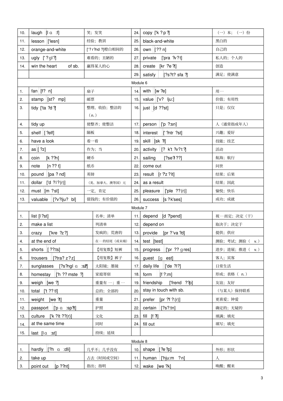 完整最新外研版英语八年级下册单词表带音标_第3页
