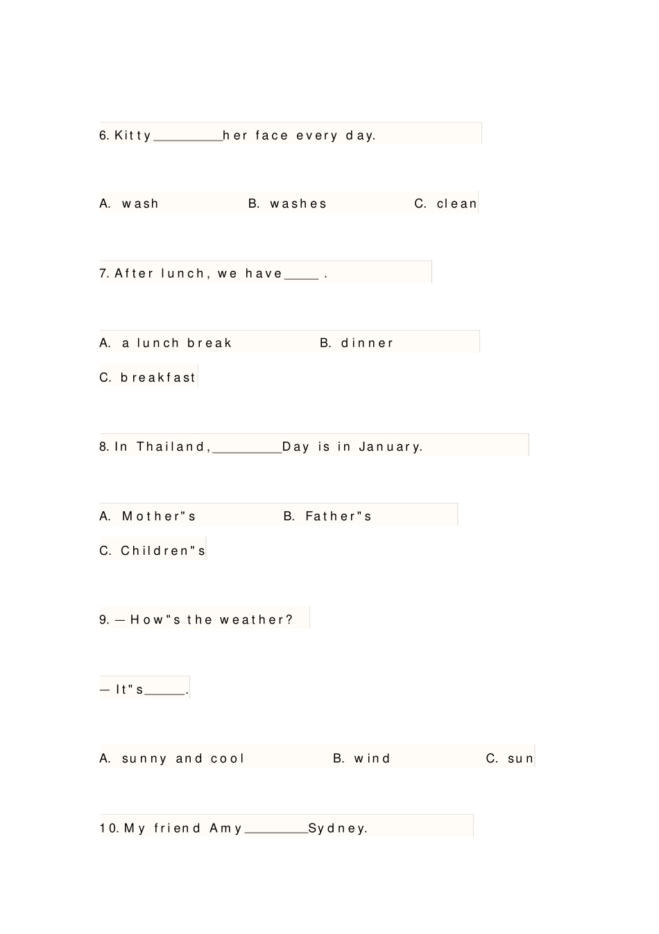 完整深圳用2019年牛津上海版小学四年级英语下册单选语法测试题及答案,推荐文档_第2页
