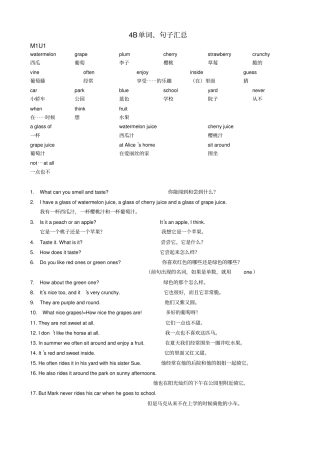 完整版,4B单词、句子默写汇总,推荐文档