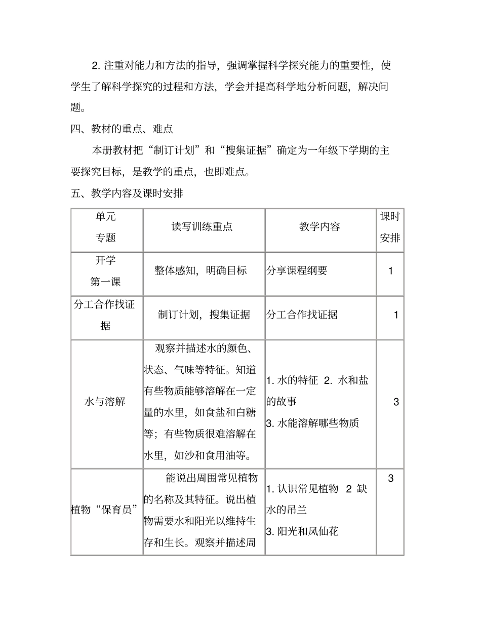 完整版,一年级科学课程纲要下期大象版_第2页