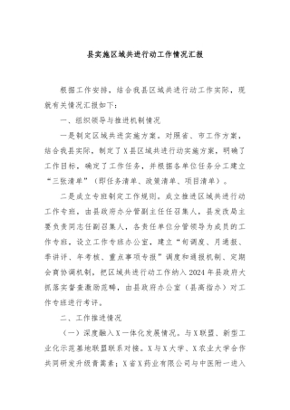 县实施区域共进行动工作情况汇报