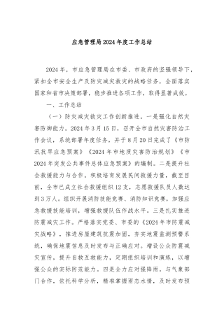 应急管理局2024年度工作总结