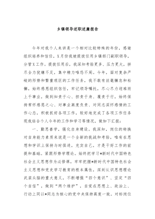 乡镇领导述职述廉报告