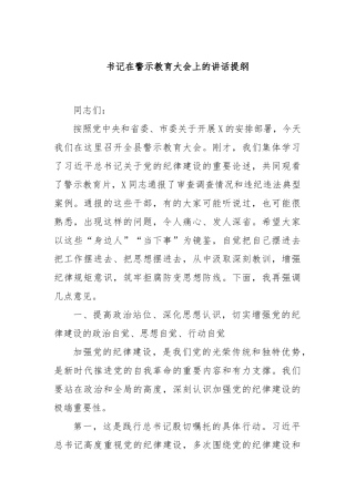 书记在警示教育大会上的讲话提纲