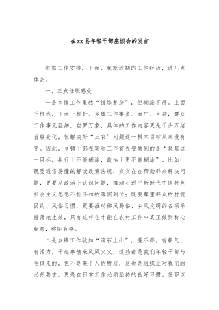在xx县年轻干部座谈会的发言
