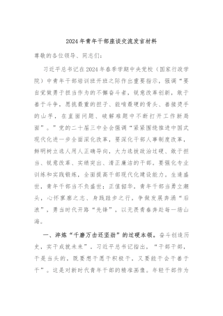 2024年青年干部座谈交流发言材料