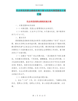 民企局党的群众路线实施方案与民俗风情园建设方案汇编