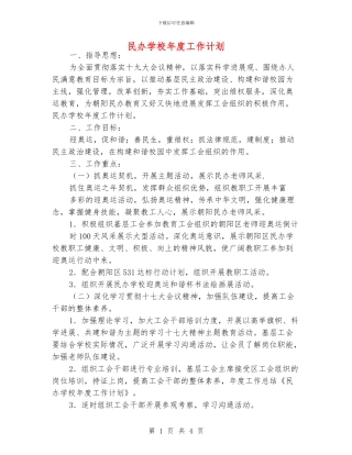 民办学校年度工作计划