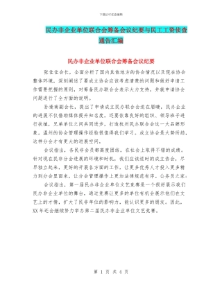 民办非企业单位联合会筹备会议纪要与民工工资侦查通告汇编