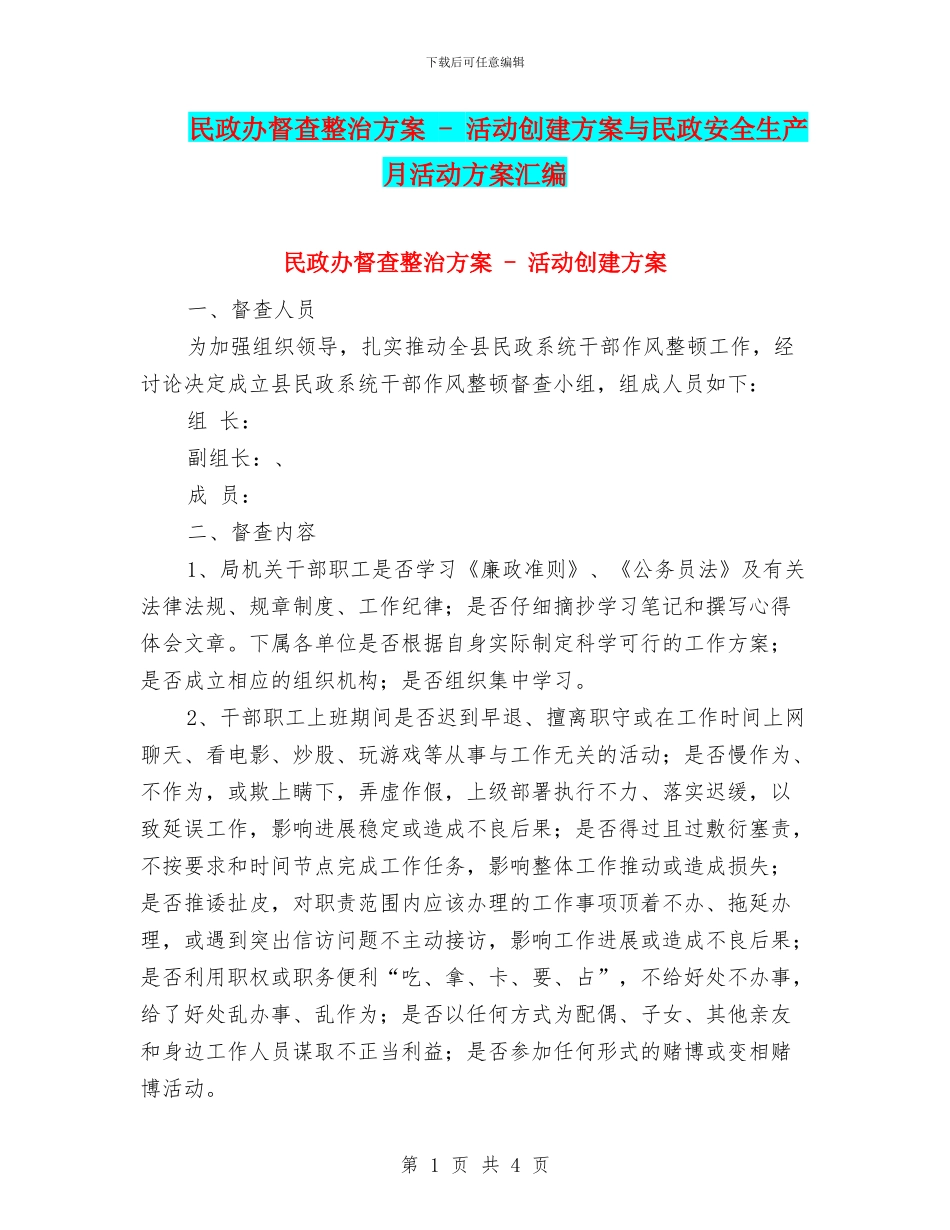 民政办督查整治方案_第1页