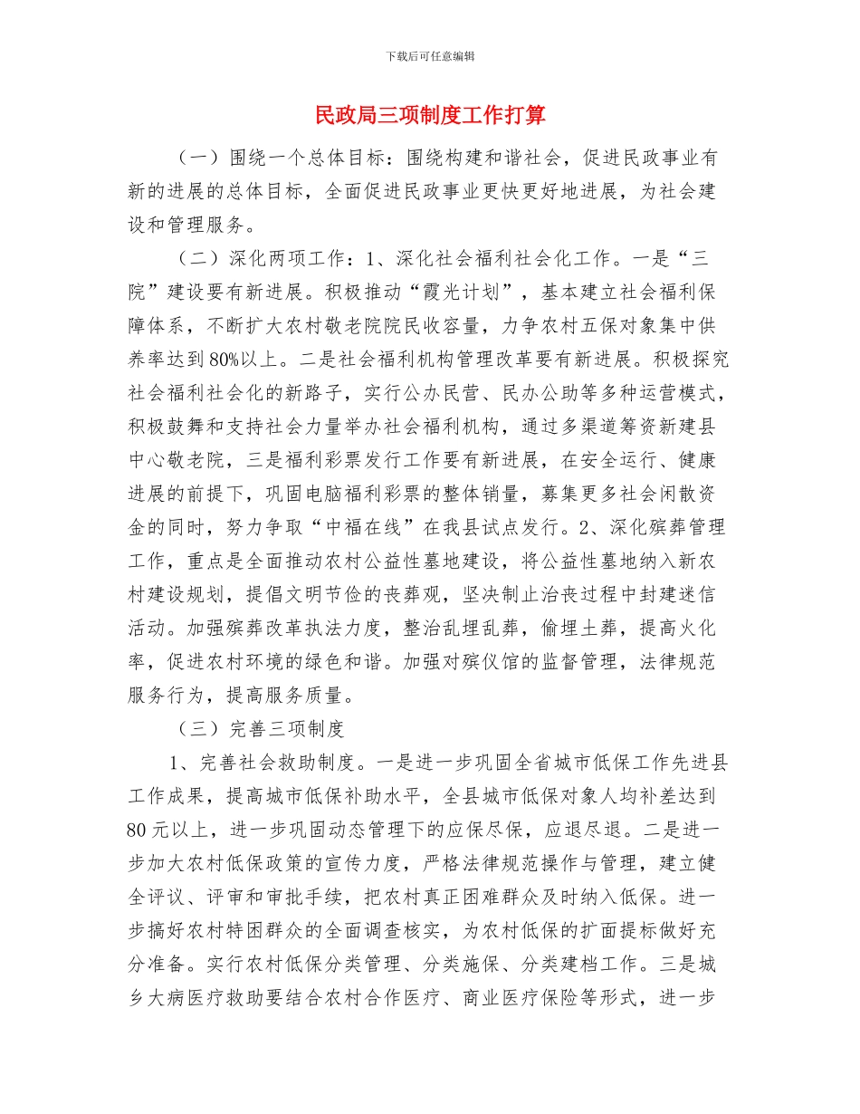 民政局2024年度重点工作安排与民政局三项制度工作打算汇编_第3页