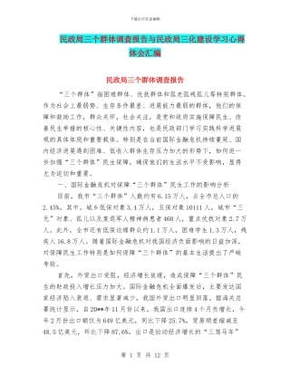 民政局三个群体调查报告与民政局三化建设学习心得体会汇编