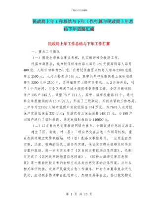 民政局上年工作总结与下年工作打算与民政局上年总结下年思路汇编
