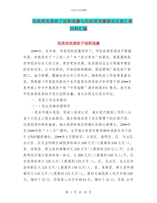 民政局党委班子述职述廉与民政局党廉建设自查汇报材料汇编