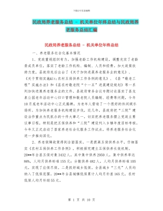 民政局养老服务总结