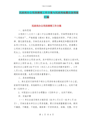 民政局办公用房清理工作方案与民政局地震应急预案汇编