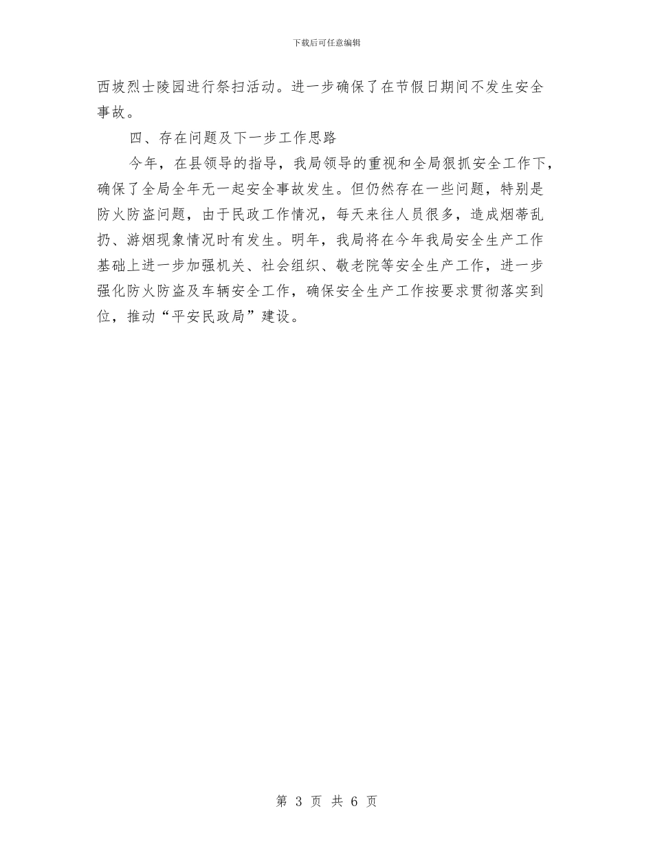 民政局安全生产大检查工作总结与民政局安全生产工作总结汇编_第3页
