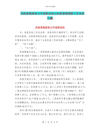 民政系统政务公开述职总结与民政系统残联工作总结汇编