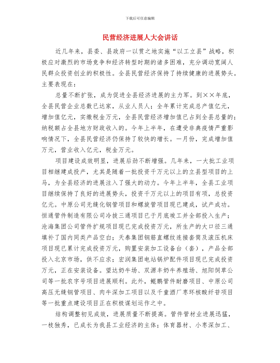 民营企业集团成立揭牌仪式上的领导致辞与民营经济发展人大会讲话汇编_第3页