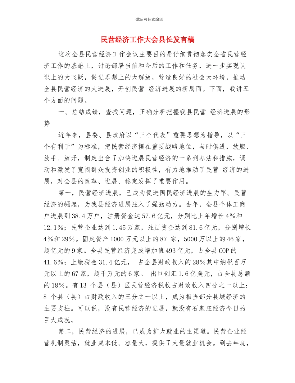 民营企业集团成立揭牌仪式上的领导致辞与民营经济工作大会县长发言稿汇编_第3页