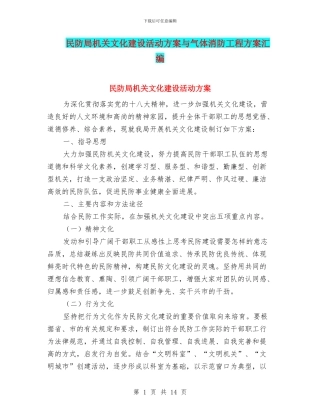 民防局机关文化建设活动方案与气体消防工程方案汇编