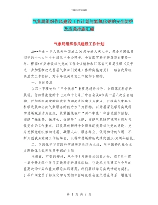 气象局组织作风建设工作计划与氢氧化钠的安全防护及应急措施汇编