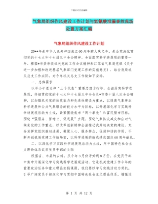 气象局组织作风建设工作计划与氢氰酸泄漏事故现场处置方案汇编