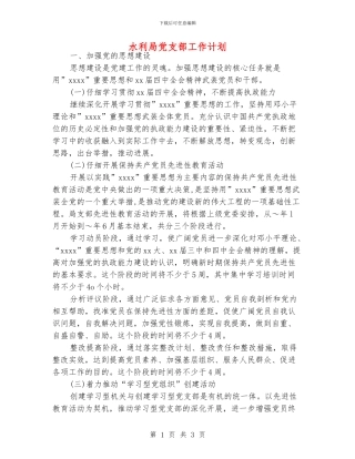 水利局党支部工作计划