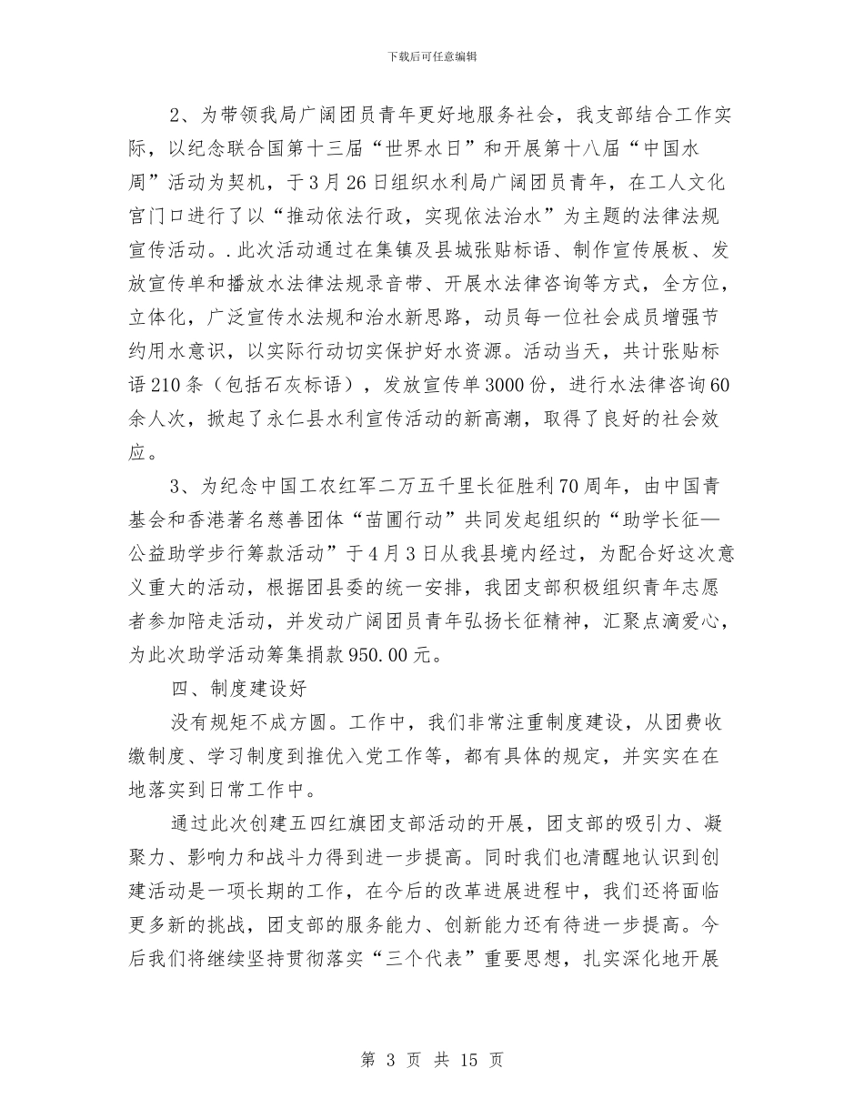 水利系统“团支部”申报材料与水利系统专业技术工作总结汇编_第3页