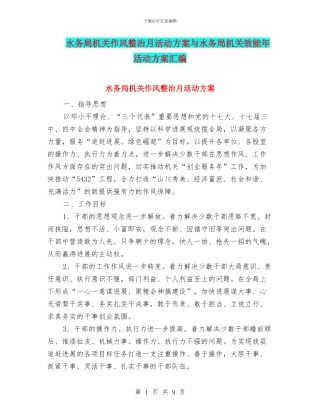 水务局机关作风整治月活动方案与水务局机关效能年活动方案汇编